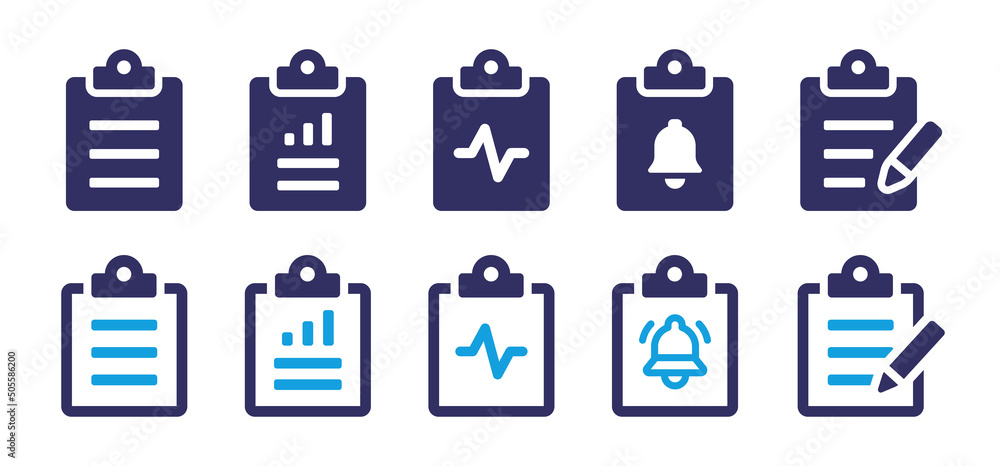 Poster clipboard icon collection. document report symbol vector.