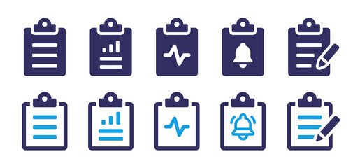 Clipboard icon collection. Document report symbol vector. 