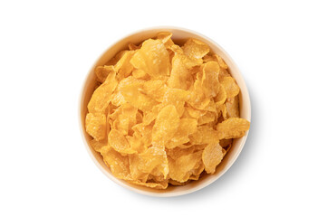 Bowl of corn flakes isolated on white