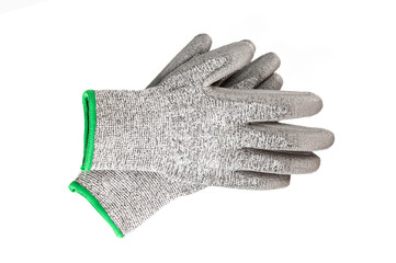 Work gloves isolated on white background. top view