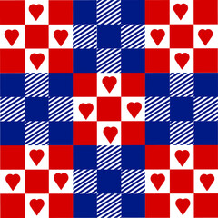 Abstract blue red plaid seamless checkered pattern vector 