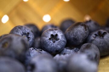 Fresh blueberries in a selective focus view