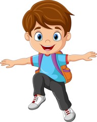 Cartoon happy school boy posing