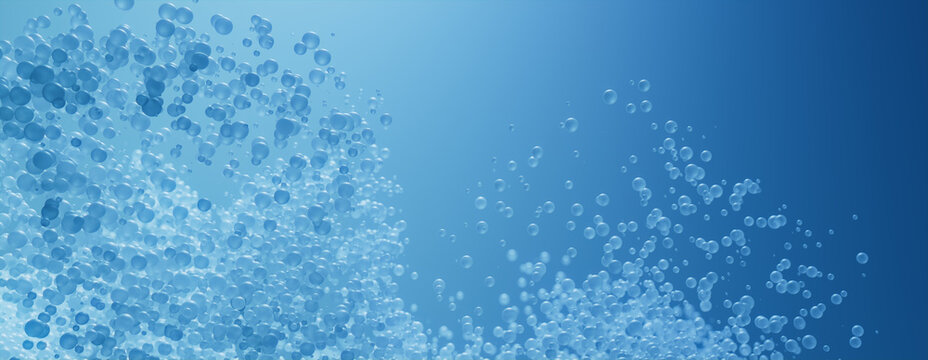 Abstract 3D Wallpaper with Floating Spheres. Blue, Pharmaceutical concept.