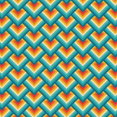 Retro background lines 70s. Abstract vintage 1970s zigzag stripe colorful rainbow.