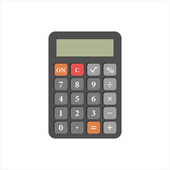 Grey calculator isolated on white background