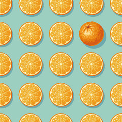 Oranges seamless pattern. Vector illustration.