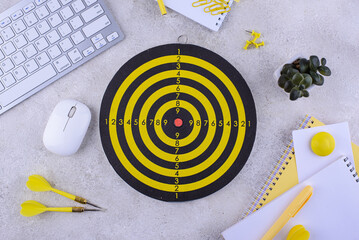 Target and goal concept with darts and arrows