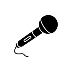 Microphone vector icon. dynamic vocals, audio. Solid icon style, glyph. Simple design illustration editable