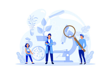 Biology class The student studies social natural sciences of school education illustration