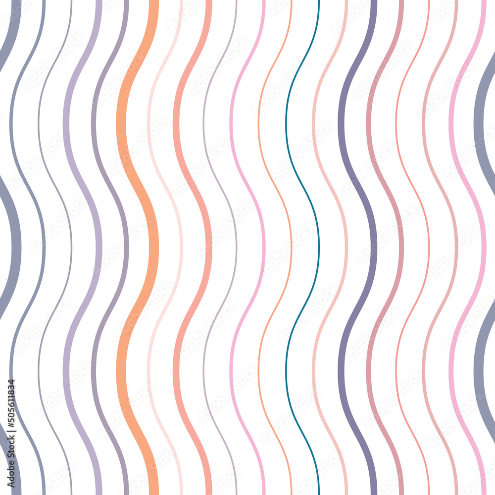 Poster Colorful wavy lines seamless vector pattern