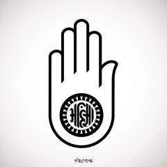 Jainism or Jain Dharma religion hand symbol line art vector icon for religious apps and websites