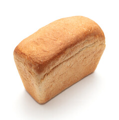 Fresh loaf of bread isolated on white background.