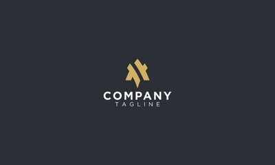 Letter A V luxury on gold business logo design