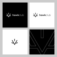 letter V and simple hawk with monoline design