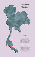 Vector map country Thailand and region Trang