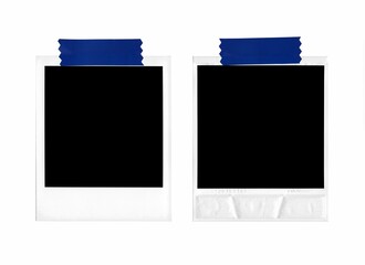 Two polaroid frames isolated on white background