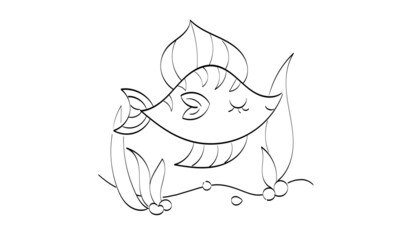 Obraz premium Fish Coloring page for kids and kids at heart. Printable design. 