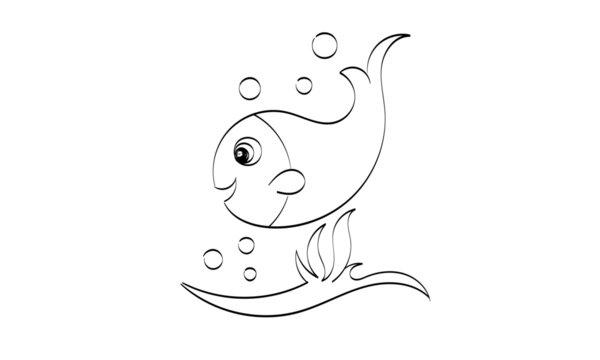 Fish Coloring page for kids and kids at heart. Printable design. 