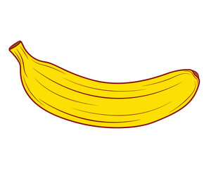 Tasty banana in clipart style isolated on white background. Vector illustration.