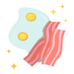 Fried eggs classical breakfast flat vector illustration