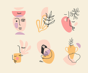 Set of Contemporary compositions. Line art. Modern vector design for logo, branding, t-shirt, posters, cards and more