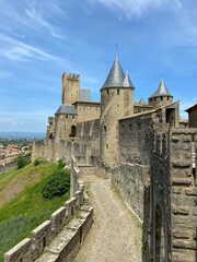 Fototapeta na wymiar Forteresse de la cité médiéval de Carcassonne, Occitanie