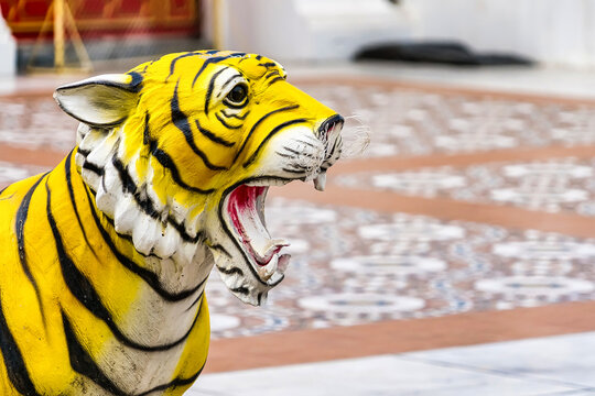 Tiger statue in a temple in Thailand