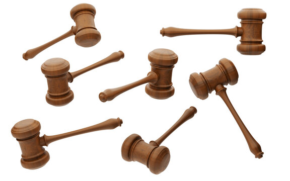 Set of Judges gavel isolated on a white background. 3d render