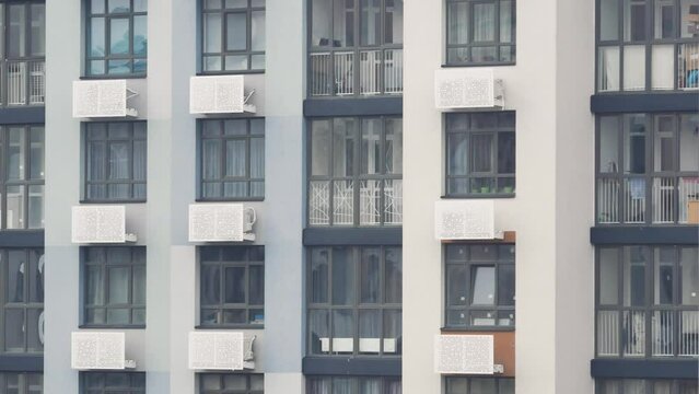 Kyiv, Ukraine - May, 2022: Protecting home from war in Ukraine using scotch tape for windows