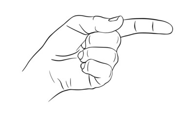 Hand pionter sign. Doodle gesture isolated on white background. Vector illustration.