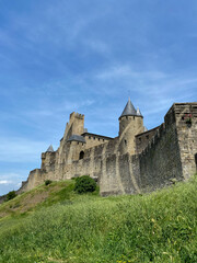 Fototapeta na wymiar Rempart de la cité médiéval de Carcassonne, Occitanie