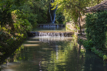 Waterfall in Palace Park and Botanical Garden of Balchik in Bulgaria