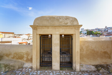 Ancient latrine for soldiers on the fortified wall of Elvas city, Portugal