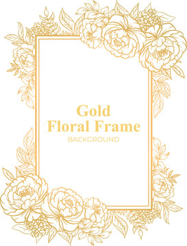 Gold rose flower frame outline decoration