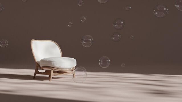 armchair and bubbles 3D render studio