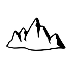Black Mountain silhouette. Hand-drawn doodle. Vector illustration