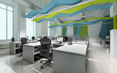 Modern office interior. 3D render