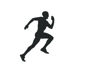 Fototapeta na wymiar Running man silhouette icon shape symbol. Sport athlete people sign logo. Vector illustration image. Isolated on white background.