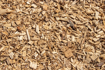 Copeaux de bois disposés sur le sol