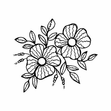 Hand drawn flower single element for coloring