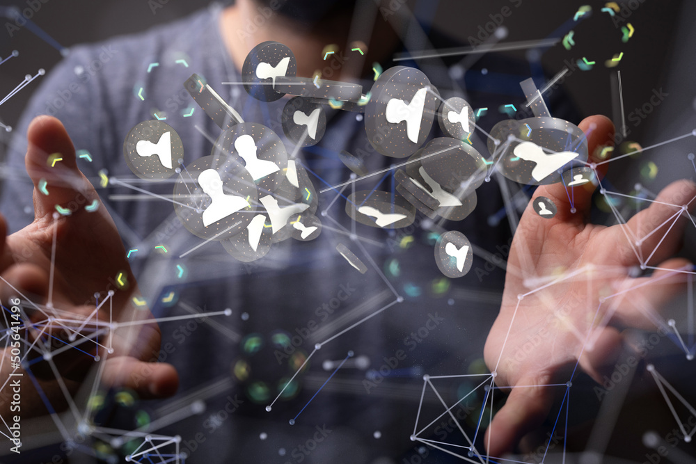 Aufkleber using social network connection 3D rendering