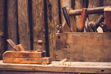 old planer and a box of tools