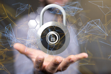 abstract lines with dots over dark background.