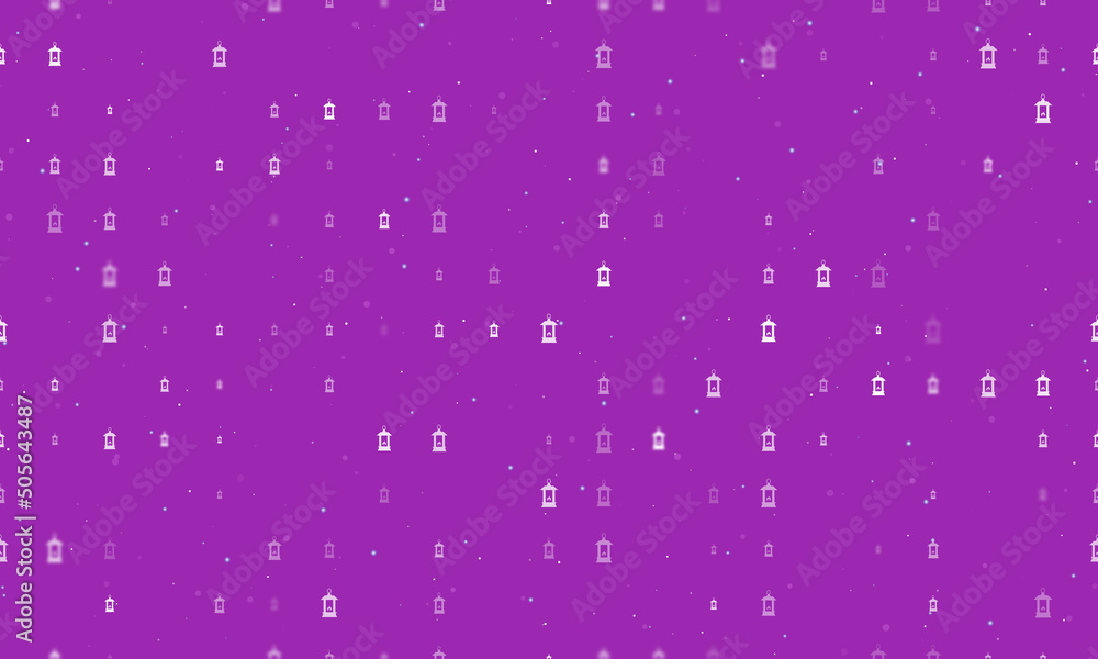 Poster seamless background pattern of evenly spaced white christmas lanterns of different sizes and opacity