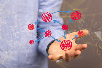 Abstract technology group and data 3d