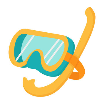 yellow snorkel mask turquoise lenses clip art preview
