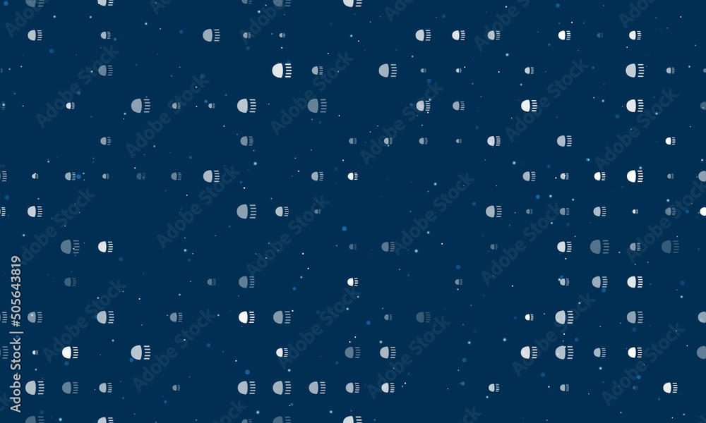 Aufkleber seamless background pattern of evenly spaced white headlight symbols of different sizes and opacity.