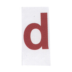 letter d magazine cut out font, ransom letter, isolated collage elements for text alphabet. hand made and cut, high quality scan. halftone pattern and texture detail. newspaper and scraps - obrazy, fototapety, plakaty