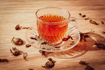 a cup of hot tea in the morning. Tea is rich in anti-oxidants which are good for skin health.
